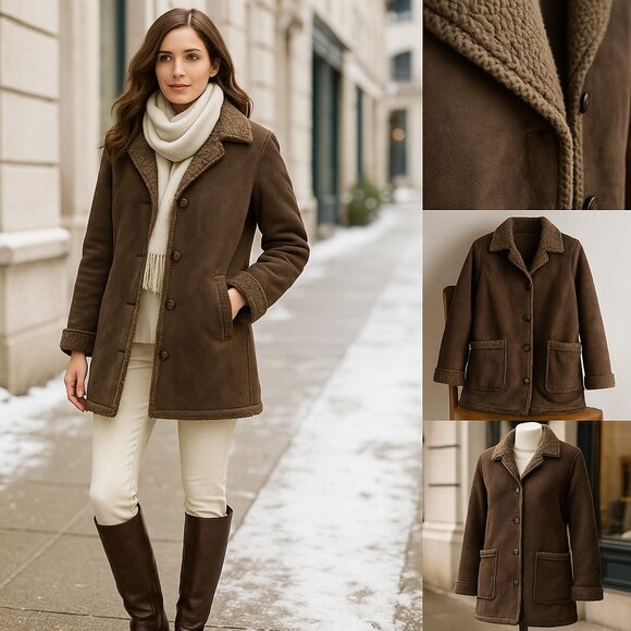 L.L.Bean Faux Shearling Coat — Timeless Winter Luxury - Picture 3 of 12